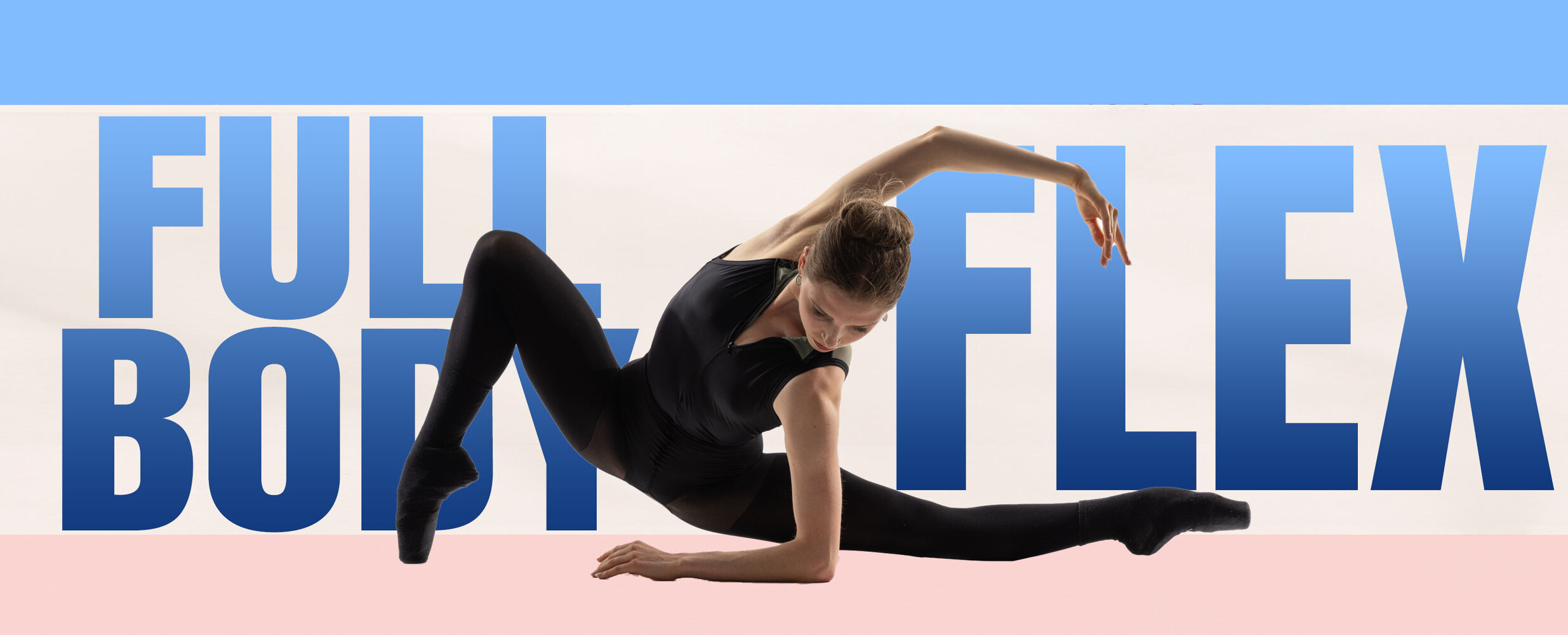 Full Body Flex course artwork featuring Hannah Martin in a floor stretch