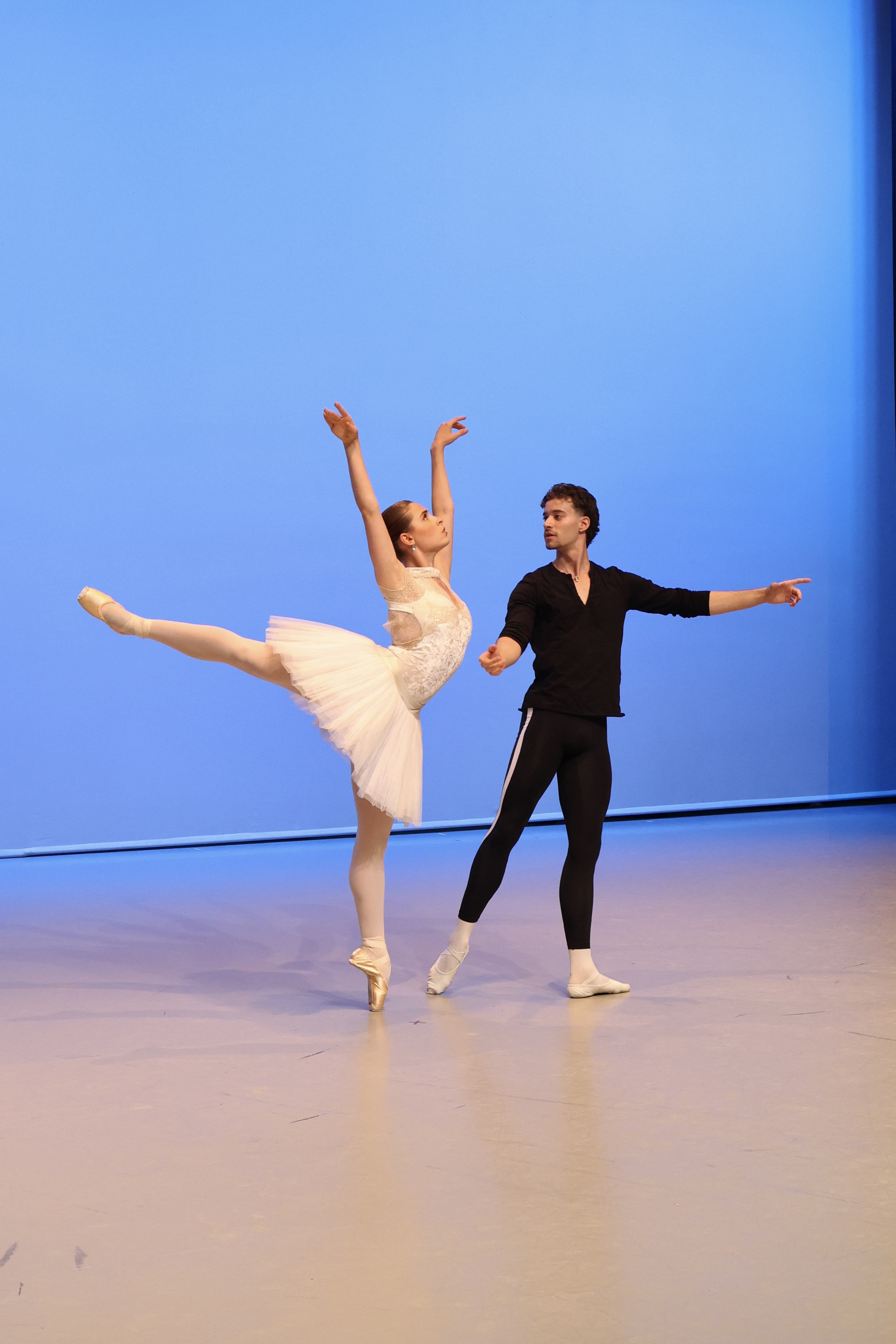 Hannah Martin performing a classical ballet duet